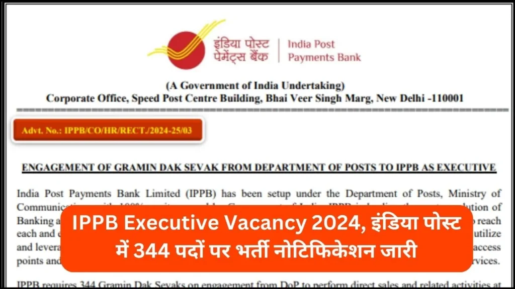 IPPB Executive Vacancy 2024 नोटिफिकेशन जारी कर दिया गया है|