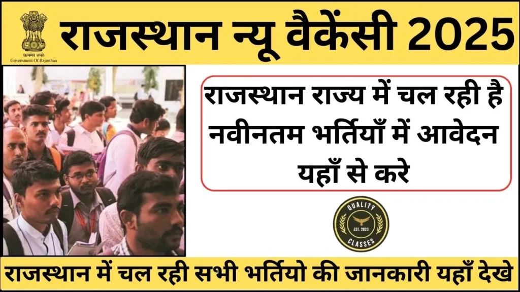 Rajasthan New Vacancy 2025, Rajasthan Govt Job, Apply Now